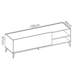 Garnero Arredamenti Mobile Tv In Legno|Mobile Tv Basso-Mobile porta TV 155x47h cm soggiorno rovere bianco Elmer Rovere - Bianco opaco