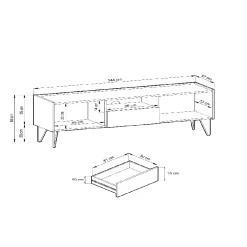 Garnero Arredamenti Mobile Tv Basso-Mobile porta TV 144x55h cm soggiorno nero effetto marmo Sirena
