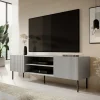 Garnero Arredamenti Mobile Tv Basso|Mobili Tv Moderni-Mobile porta TV 180x57h cm soggiorno grigio chiaro nero Cadice
