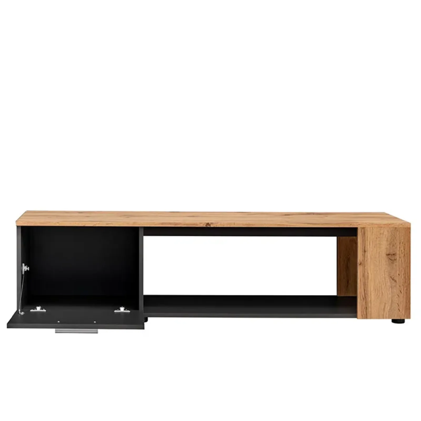 Garnero Arredamenti Mobile Tv Basso|Mobili Tv Moderni-Mobile porta TV 150x39h cm soggiorno nero opaco rovere Caravaggio Nero Opaco - Rovere Rustico