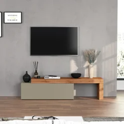 Garnero Arredamenti Mobile Tv Basso|Mobili Tv Moderni-Mobile porta tv 220x51h cm tortora rovere Block Tortora - Rovere