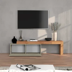 Garnero Arredamenti Mobile Tv Basso|Mobili Tv Moderni-Mobile porta tv 220x51h cm tortora rovere Block Tortora - Rovere