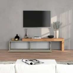 Garnero Arredamenti Mobile Tv Basso|Mobili Tv Moderni-Mobile porta tv 230x51h cm tortora rovere Block Tortora - Rovere