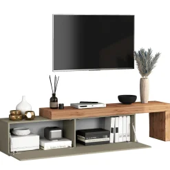 Garnero Arredamenti Mobile Tv Basso|Mobili Tv Moderni-Mobile porta tv 230x51h cm tortora rovere Block Tortora - Rovere