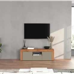 Garnero Arredamenti Mobile Tv Basso|Mobili Tv Moderni-Mobile porta tv 155x51h cm tortora rovere Block Tortora - Rovere