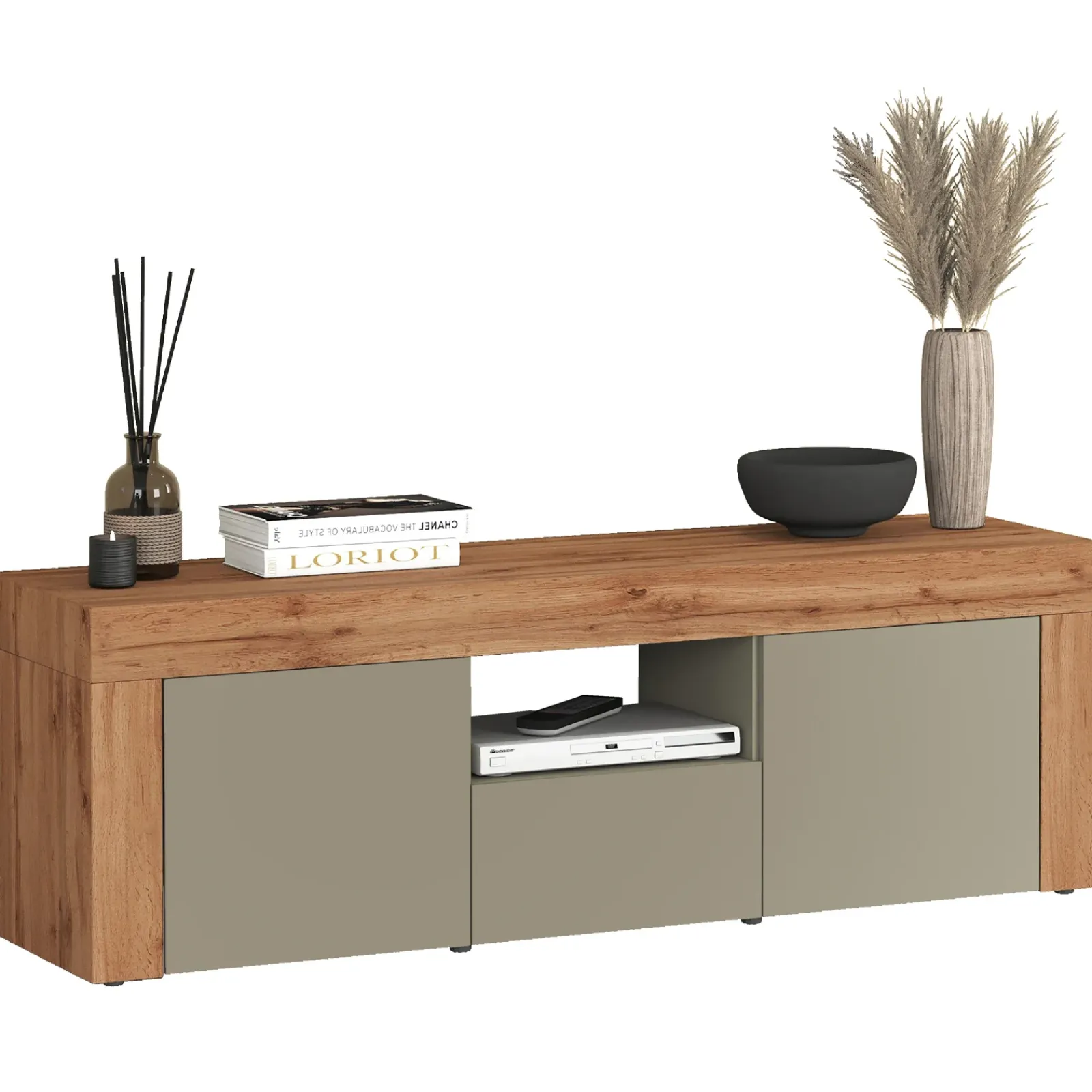 Garnero Arredamenti Mobile Tv Basso|Mobili Tv Moderni-Mobile porta tv 155x51h cm tortora rovere Block Tortora - Rovere