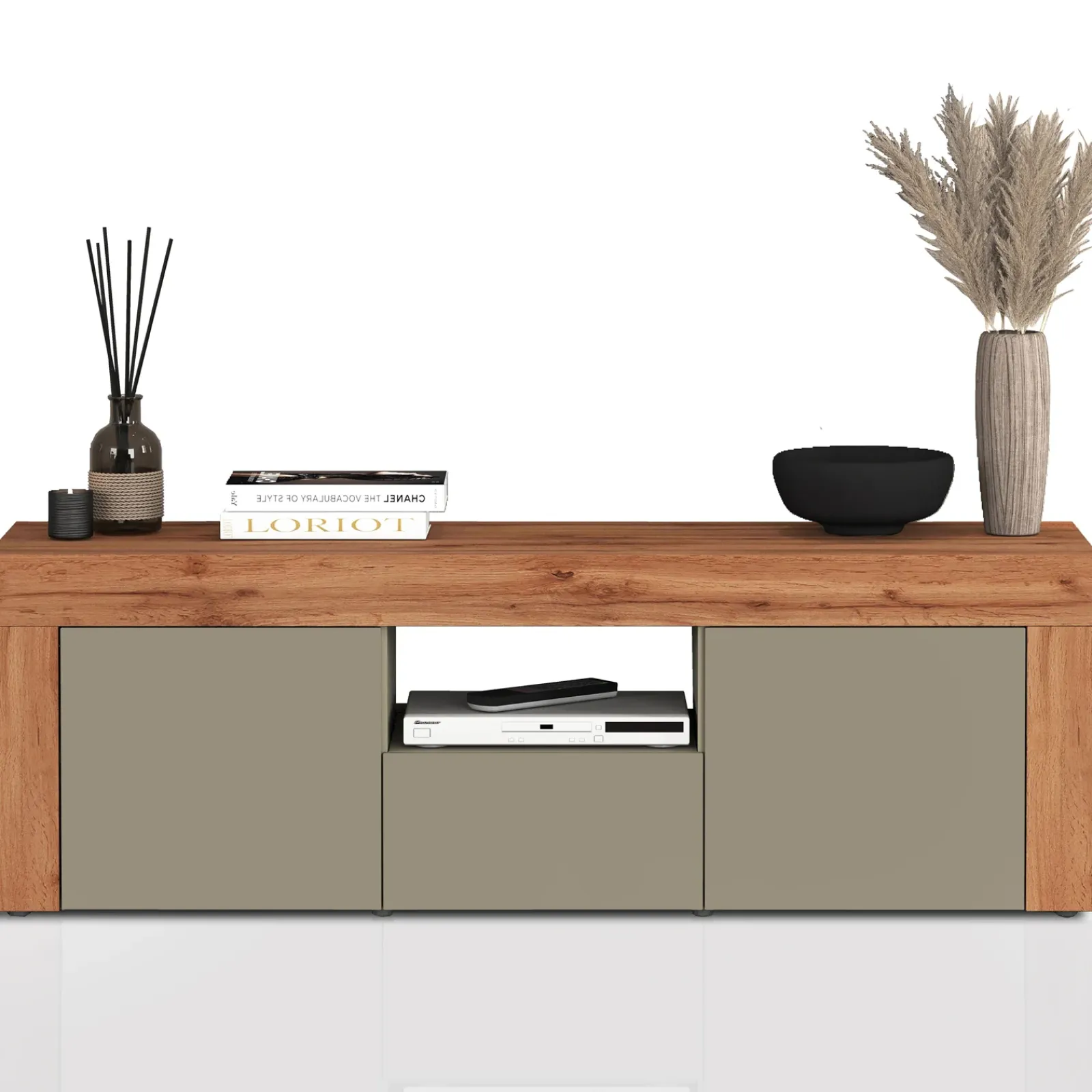 Garnero Arredamenti Mobile Tv Basso|Mobili Tv Moderni-Mobile porta tv 155x51h cm tortora rovere Block Tortora - Rovere