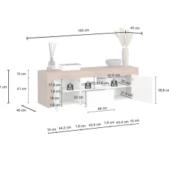 Garnero Arredamenti Mobile Tv Basso|Mobili Tv Moderni-Mobile porta tv 155x51h cm tortora rovere Block Tortora - Rovere