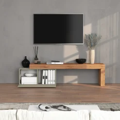 Garnero Arredamenti Mobile Tv Basso|Mobili Tv Moderni-Mobile porta tv 210x51h cm tortora rovere Block Tortora - Rovere