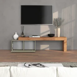 Garnero Arredamenti Mobile Tv Basso|Mobili Tv Moderni-Mobile porta tv 210x51h cm tortora rovere Block Tortora - Rovere