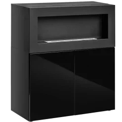 Garnero Arredamenti Camino Bioetanolo-Mobile soggiorno 90x100h cm 2 ante con biocamino nero lucido Alure