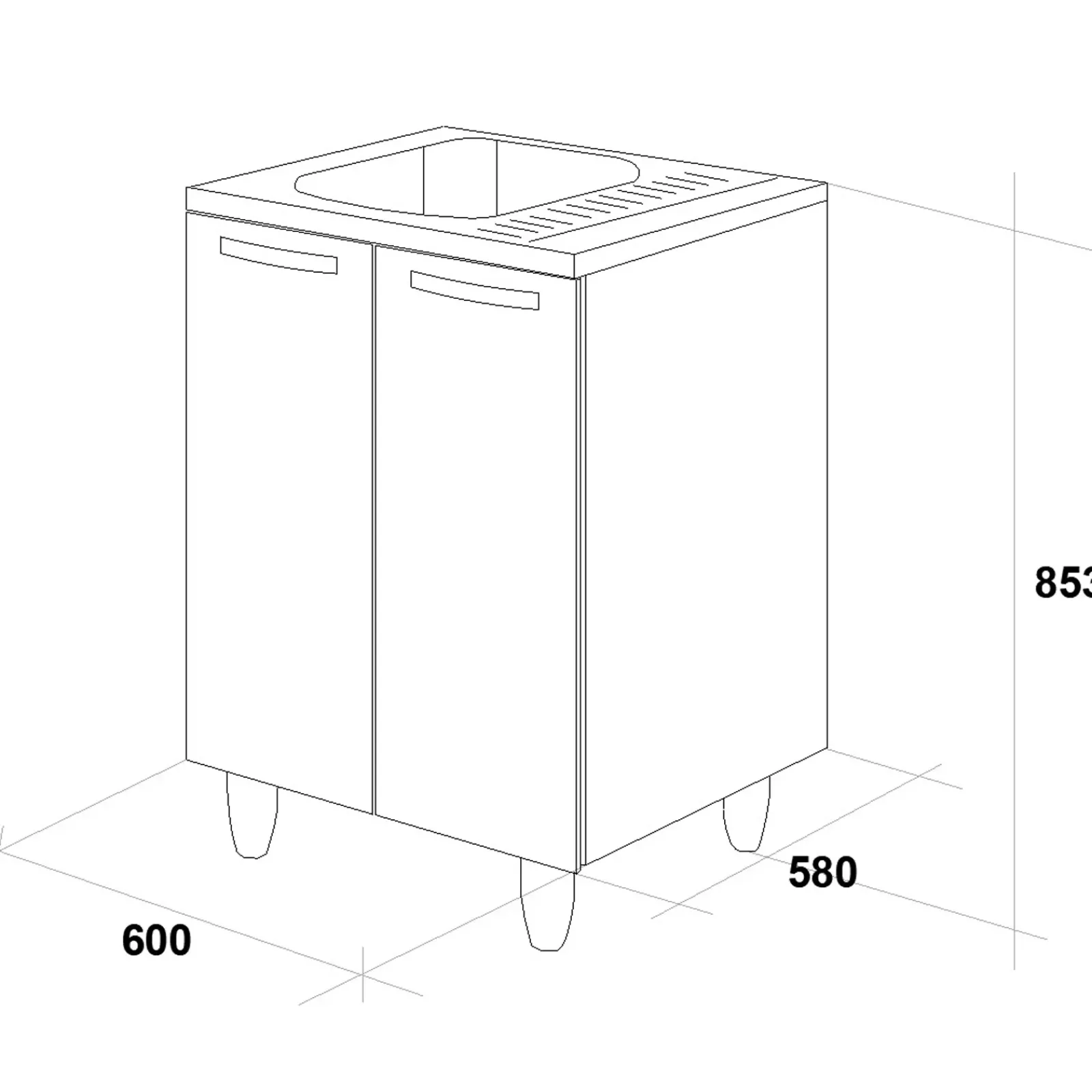 Garnero Arredamenti Mobili Sottolavello|Mobili Sottolavello-Mobile sottolavello cucina 60x86h cm multiuso con lavello acciaio inox 2 ante Talise Rovere Olmo