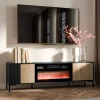Garnero Arredamenti Camino Elettrico|Mobile Tv Basso-Mobile TV con camino 180x54h cm rovere nero Duble