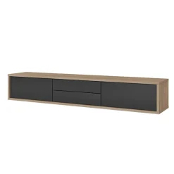 Garnero Arredamenti Mobile Tv In Legno|Mobile Tv Basso-Mobile TV soggiorno sospeso 180x32h cm 2 ante a ribalta 2 cassetti antracite rovere Glem Antracite - Rovere