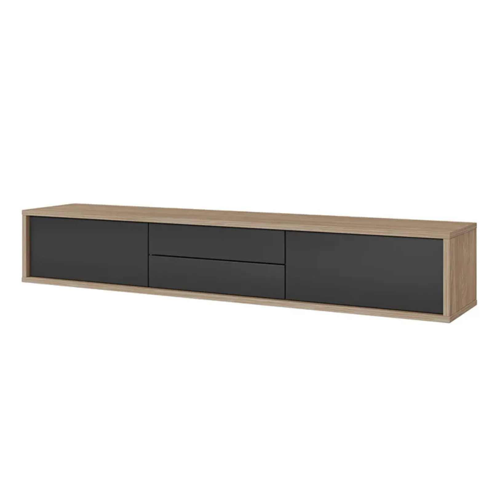 Garnero Arredamenti Mobile Tv In Legno|Mobile Tv Basso-Mobile TV soggiorno sospeso 180x32h cm 2 ante a ribalta 2 cassetti antracite rovere Glem Antracite - Rovere