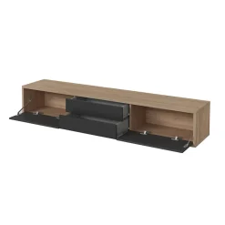 Garnero Arredamenti Mobile Tv In Legno|Mobile Tv Basso-Mobile TV soggiorno sospeso 180x32h cm 2 ante a ribalta 2 cassetti antracite rovere Glem Antracite - Rovere