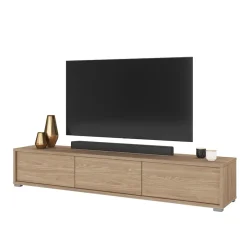 Garnero Arredamenti Mobile Tv In Legno|Mobile Tv Basso-Mobile TV soggiorno sospeso 180x32h cm 3 ante a ribalta Glem Rovere