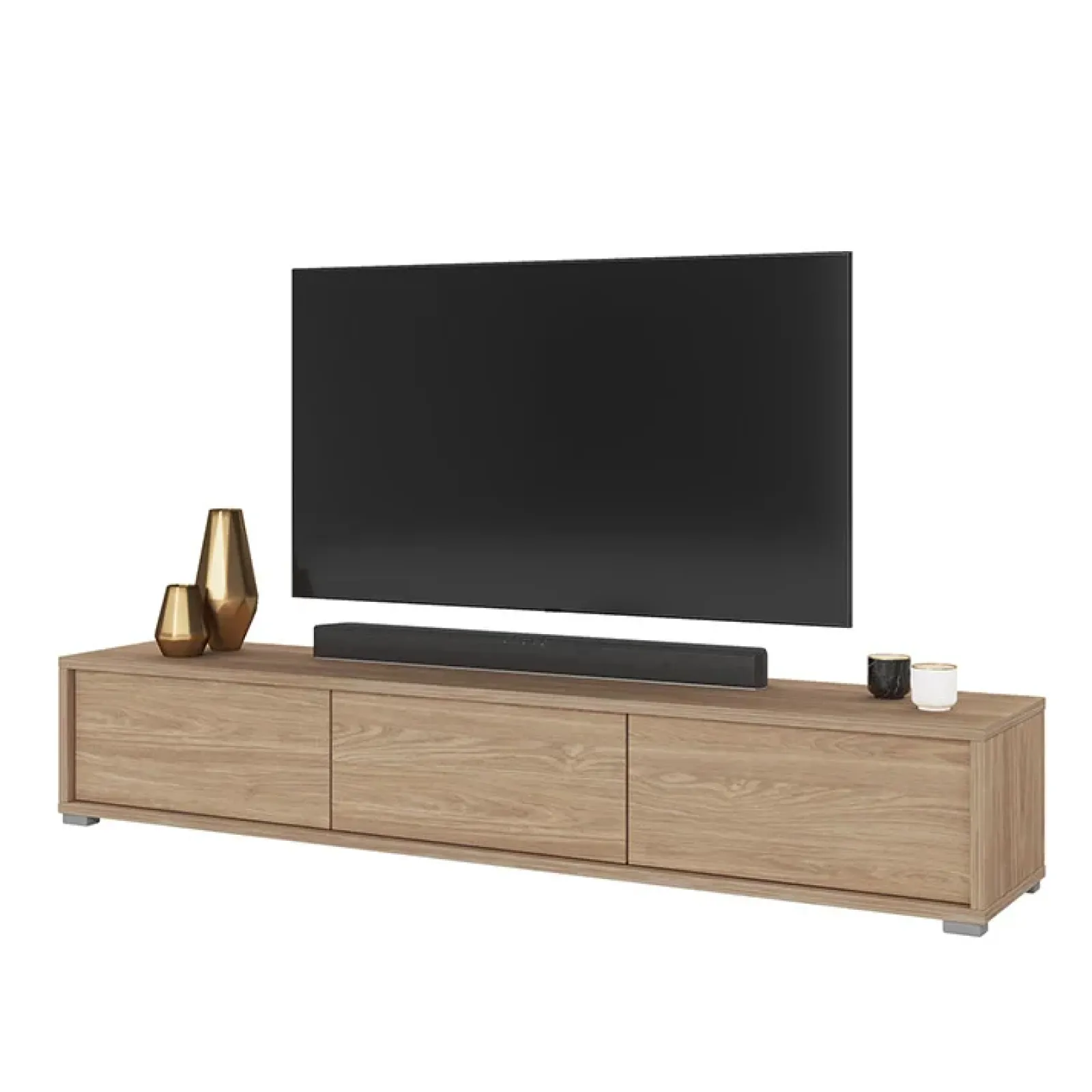 Garnero Arredamenti Mobile Tv In Legno|Mobile Tv Basso-Mobile TV soggiorno sospeso 180x32h cm 3 ante a ribalta Glem Rovere