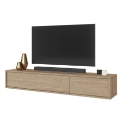 Garnero Arredamenti Mobile Tv In Legno|Mobile Tv Basso-Mobile TV soggiorno sospeso 180x32h cm 3 ante a ribalta Glem Rovere
