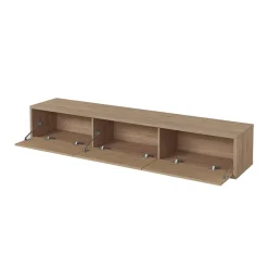 Garnero Arredamenti Mobile Tv In Legno|Mobile Tv Basso-Mobile TV soggiorno sospeso 180x32h cm 3 ante a ribalta Glem Rovere
