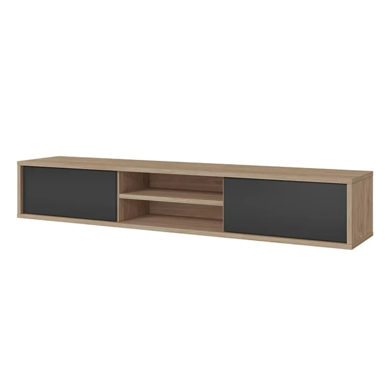 Garnero Arredamenti Mobile Tv In Legno|Mobile Tv Basso-Mobile TV soggiorno sospeso 180x32h cm 2 ante a ribalta 2 vani antracite rovere Glem Antracite - Rovere