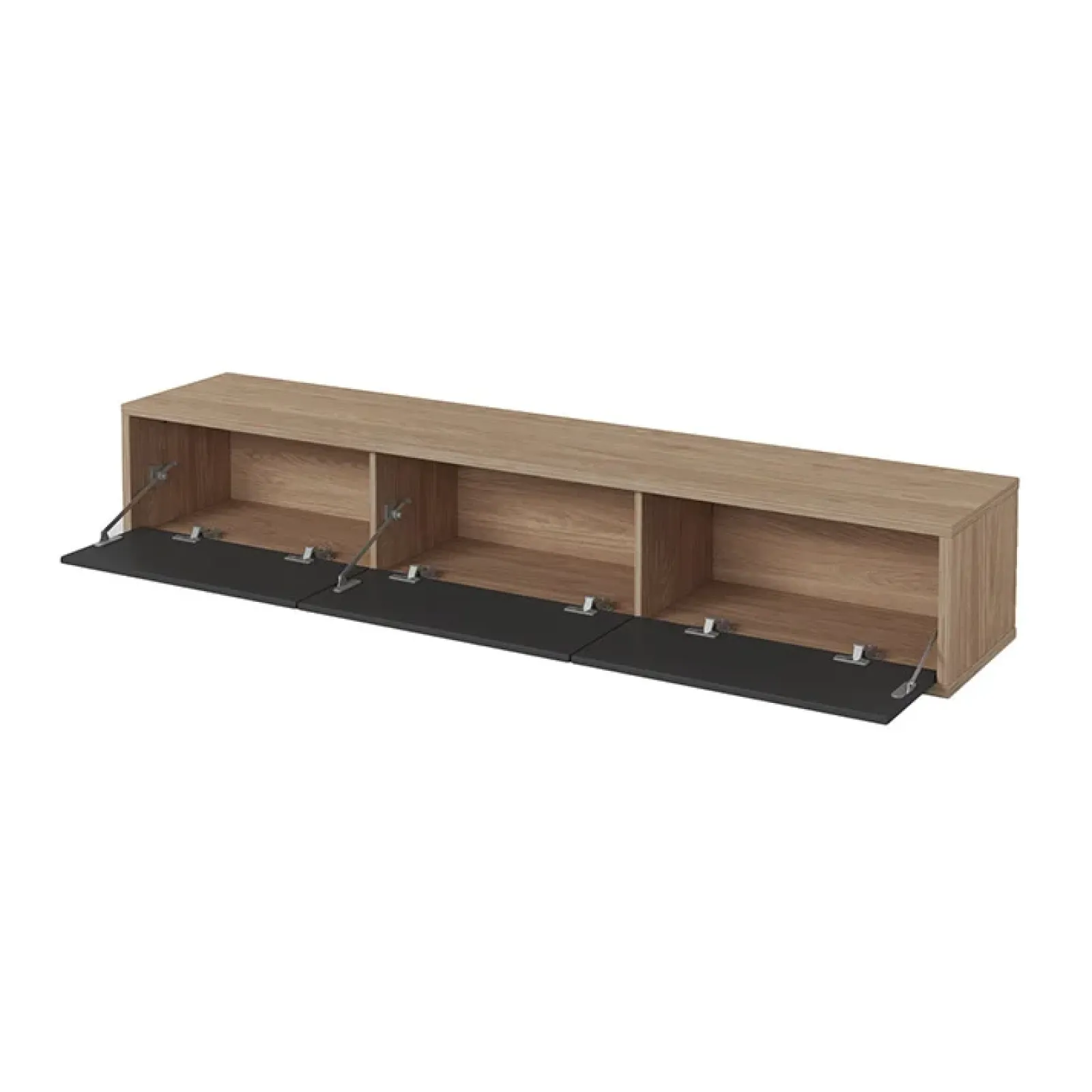 Garnero Arredamenti Mobile Tv In Legno|Mobile Tv Basso-Mobile TV soggiorno sospeso 180x32h cm 3 ante a ribalta antracite rovere Glem Antracite - Rovere