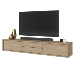 Garnero Arredamenti Mobile Tv In Legno|Mobile Tv Basso-Mobile TV soggiorno sospeso 180x32h cm 2 ante a ribalta 2 cassetti Glem Rovere