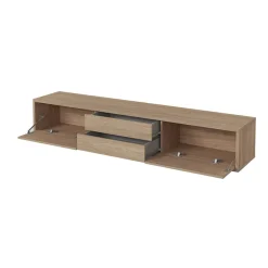 Garnero Arredamenti Mobile Tv In Legno|Mobile Tv Basso-Mobile TV soggiorno sospeso 180x32h cm 2 ante a ribalta 2 cassetti Glem Rovere