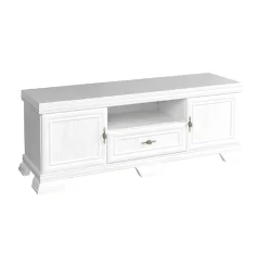 Garnero Arredamenti Mobile Tv In Legno|Mobile Tv Basso-Mobile TV 158x59cm 2 ante 1 cassetto shabby Kelly Bianco Frassinato