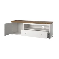 Garnero Arredamenti Mobile Tv In Legno|Mobile Tv Basso-Mobile TV 181x61h cm 1 anta 1 cassetto rovere Texel Bianco Frassinato