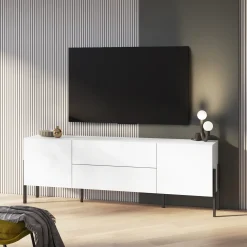 Garnero Arredamenti Mobile Tv Basso|Mobili Tv Moderni-Mobile TV 200x70h cm 2 ante 2 cassetti moderno bianco Simple Bianco Opaco