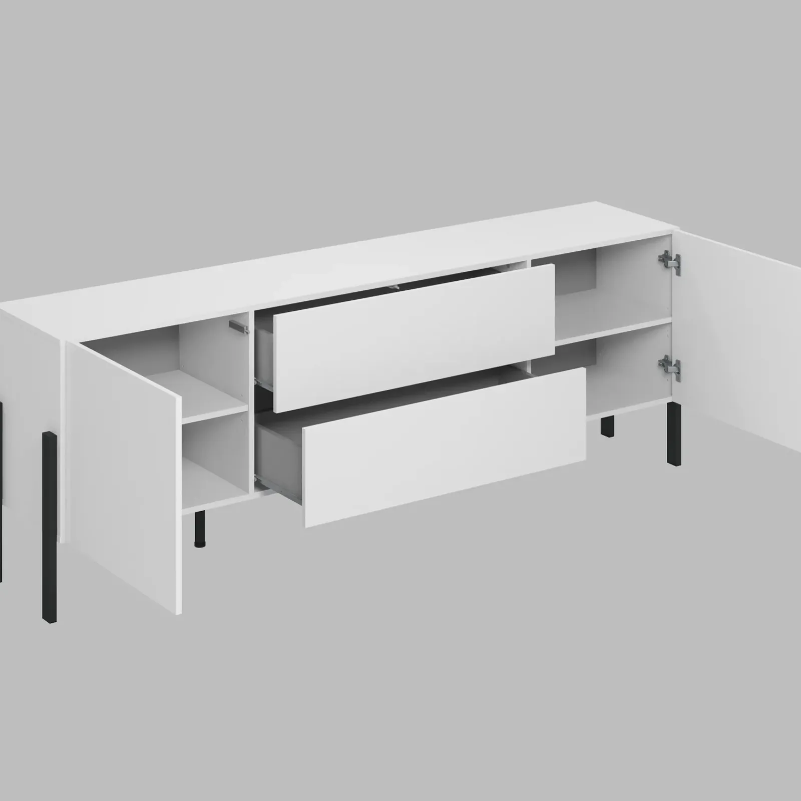 Garnero Arredamenti Mobile Tv Basso|Mobili Tv Moderni-Mobile TV 200x70h cm 2 ante 2 cassetti moderno bianco Simple Bianco Opaco