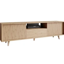 Garnero Arredamenti Mobile Tv Basso|Mobile Tv In Legno-Mobile TV 180x52h cm 2 ante design rustico cannettato rovere Branch