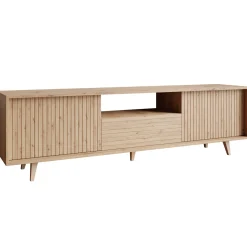 Garnero Arredamenti Mobile Tv Basso|Mobile Tv In Legno-Mobile TV 180x52h cm 2 ante design rustico cannettato rovere Branch