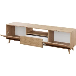 Garnero Arredamenti Mobile Tv Basso|Mobile Tv In Legno-Mobile TV 180x52h cm 2 ante design rustico cannettato rovere Branch