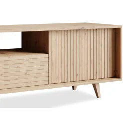 Garnero Arredamenti Mobile Tv Basso|Mobile Tv In Legno-Mobile TV 180x52h cm 2 ante design rustico cannettato rovere Branch