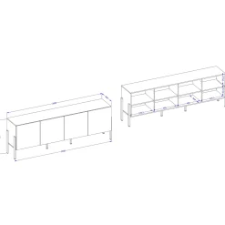 Garnero Arredamenti Mobile Tv Basso|Mobili Tv Moderni-Mobile TV 200x70h cm 4 ante moderno cashmere Simple Beige