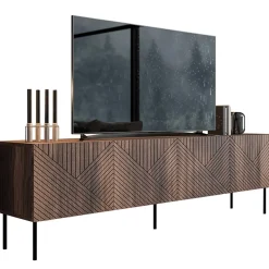 Garnero Arredamenti Mobili Tv Moderni|Mobile Tv Moderno-Mobile TV 191x58h cm 4 ante noce scuro con frontali serigrafati Savanna