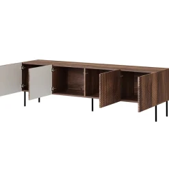 Garnero Arredamenti Mobili Tv Moderni|Mobile Tv Moderno-Mobile TV 191x58h cm 4 ante noce scuro con frontali serigrafati Savanna