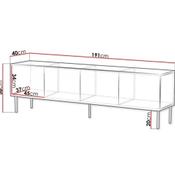 Garnero Arredamenti Mobili Tv Moderni|Mobile Tv Moderno-Mobile TV 191x58h cm 4 ante noce scuro con frontali serigrafati Savanna