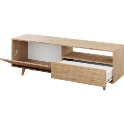 Garnero Arredamenti Mobile Tv In Legno|Mobile Tv Basso-Mobile TV 152x52h cm 1 cassetto design rustico cannettato rovere Branch