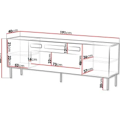 Garnero Arredamenti Camino Elettrico|Mobili Tv Moderni-Mobile TV 191x68h cm con caminetto noce scuro con frontali serigrafati Savanna