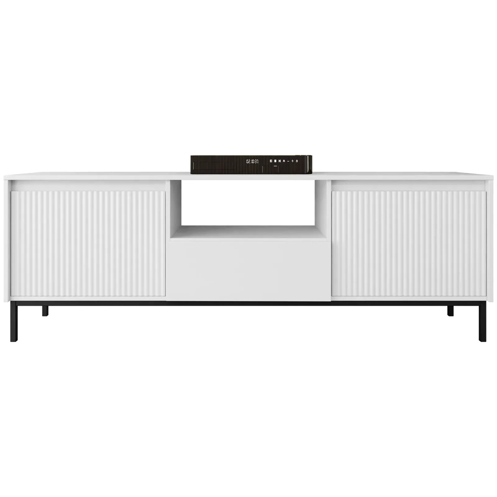 Garnero Arredamenti Mobile Tv Basso|Mobili Tv Moderni-Mobile TV 174x55h cm design cannettato bianco Strike Bianco Opaco