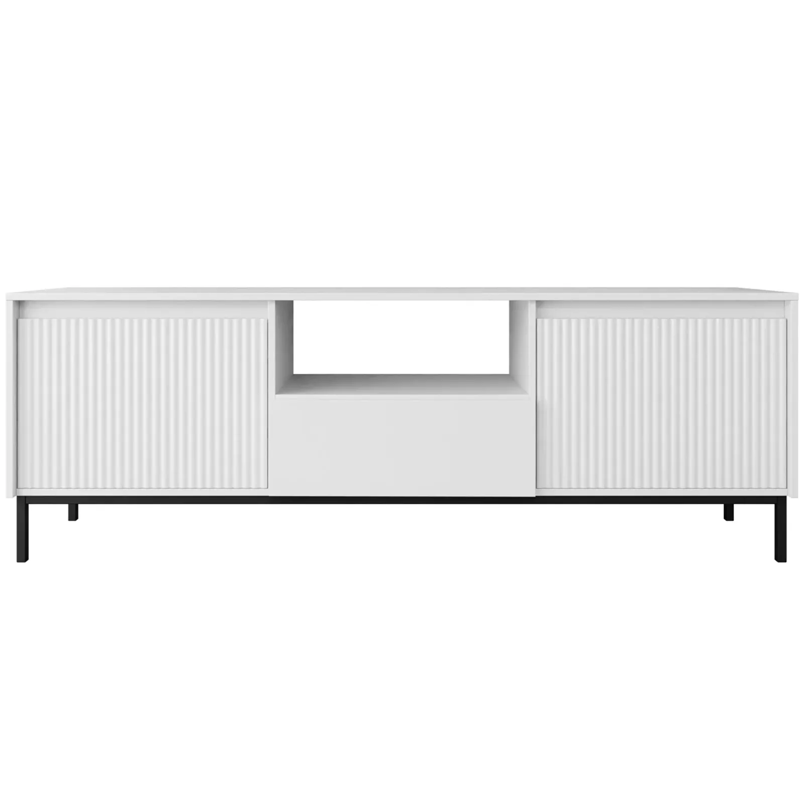 Garnero Arredamenti Mobile Tv Basso|Mobili Tv Moderni-Mobile TV 174x55h cm design cannettato bianco Strike Bianco Opaco