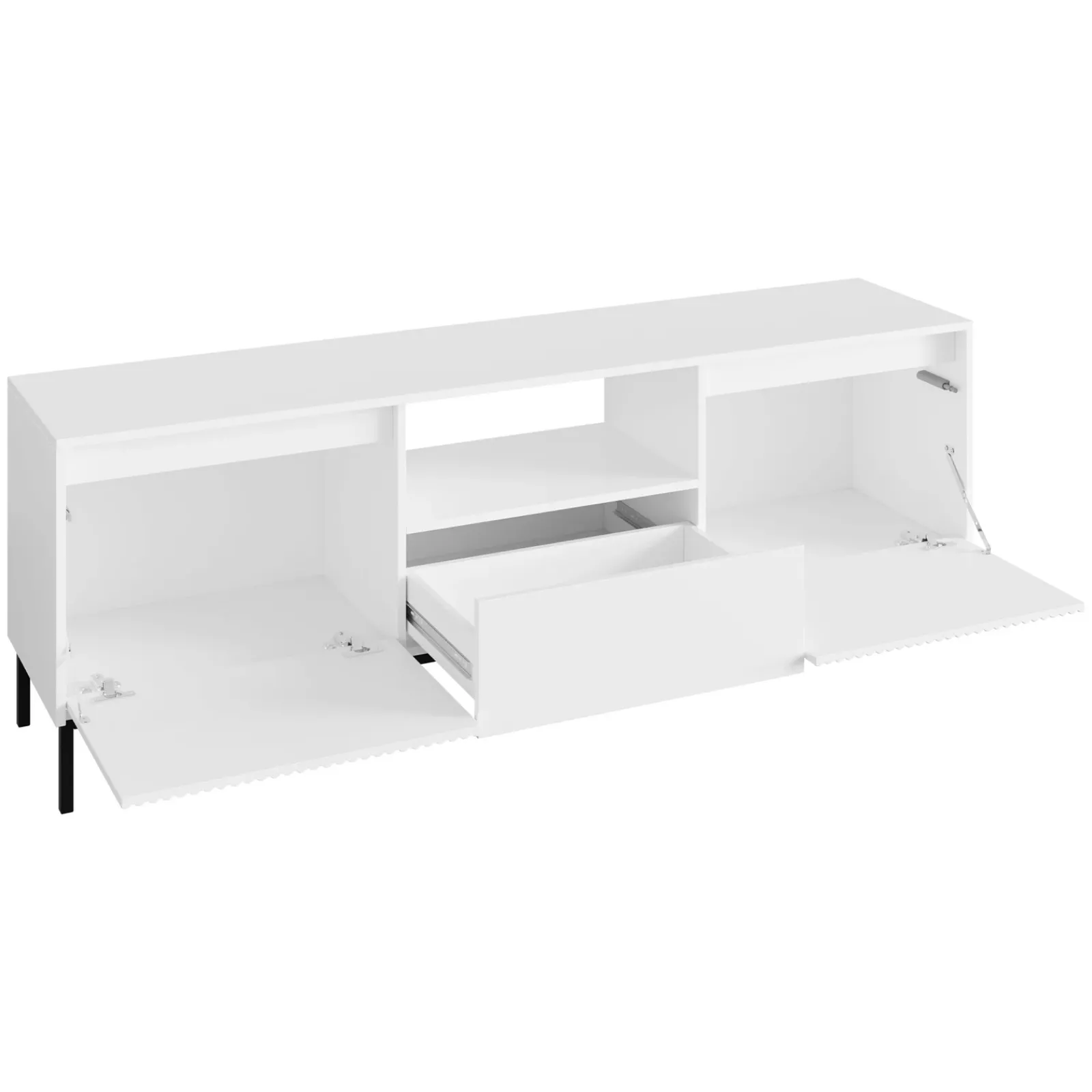 Garnero Arredamenti Mobile Tv Basso|Mobili Tv Moderni-Mobile TV 174x55h cm design cannettato bianco Strike Bianco Opaco