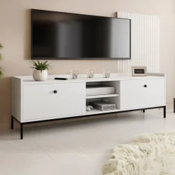 Garnero Arredamenti Mobile Tv Basso|Mobili Tv Moderni-Mobile TV 180x55h cm design moderno bianco Pollon