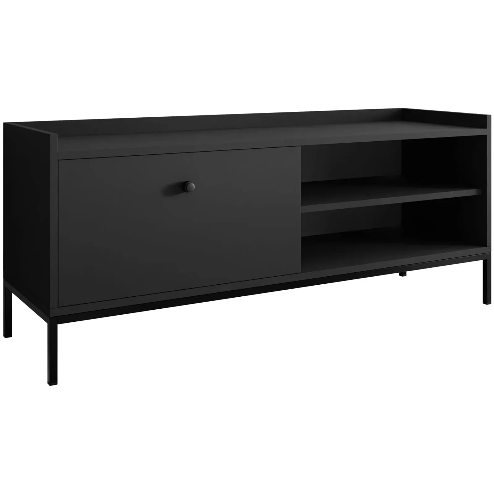 Garnero Arredamenti Mobile Tv Basso|Mobili Tv Moderni-Mobile TV 140x55h cm design moderno nero Pollon Nero Opaco