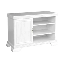 Garnero Arredamenti Mobile Tv Basso-Mobile TV 108x77h cm shabby 1 anta 3 scaffali Kelly Bianco Frassinato