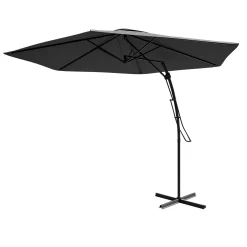 Garnero Arredamenti Ombrelloni Da Giardino-Ombrellone da giardino con braccio laterale 300x300cm grigio nero Livia