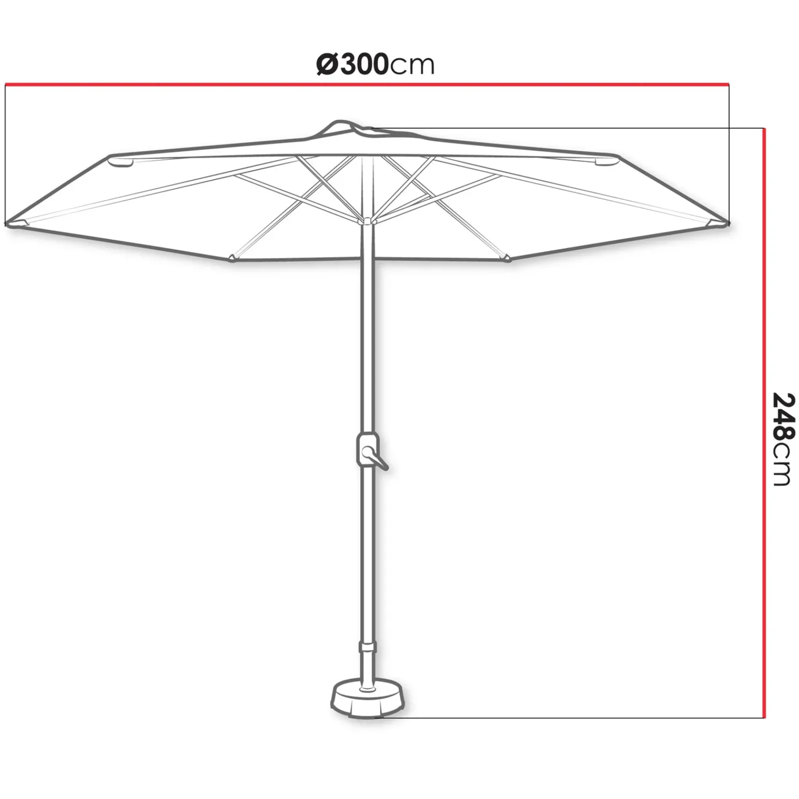 Garnero Arredamenti Ombrelloni Da Giardino-Ombrellone da giardino 300x300cm nero Fiorella Grigio